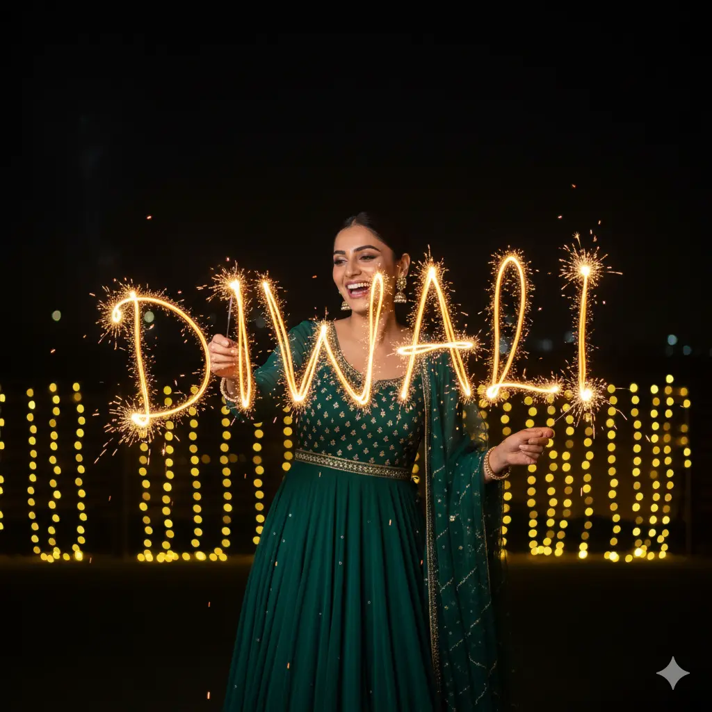 Stylish Diwali photos created with Gemini Diwali Prompt 2.0